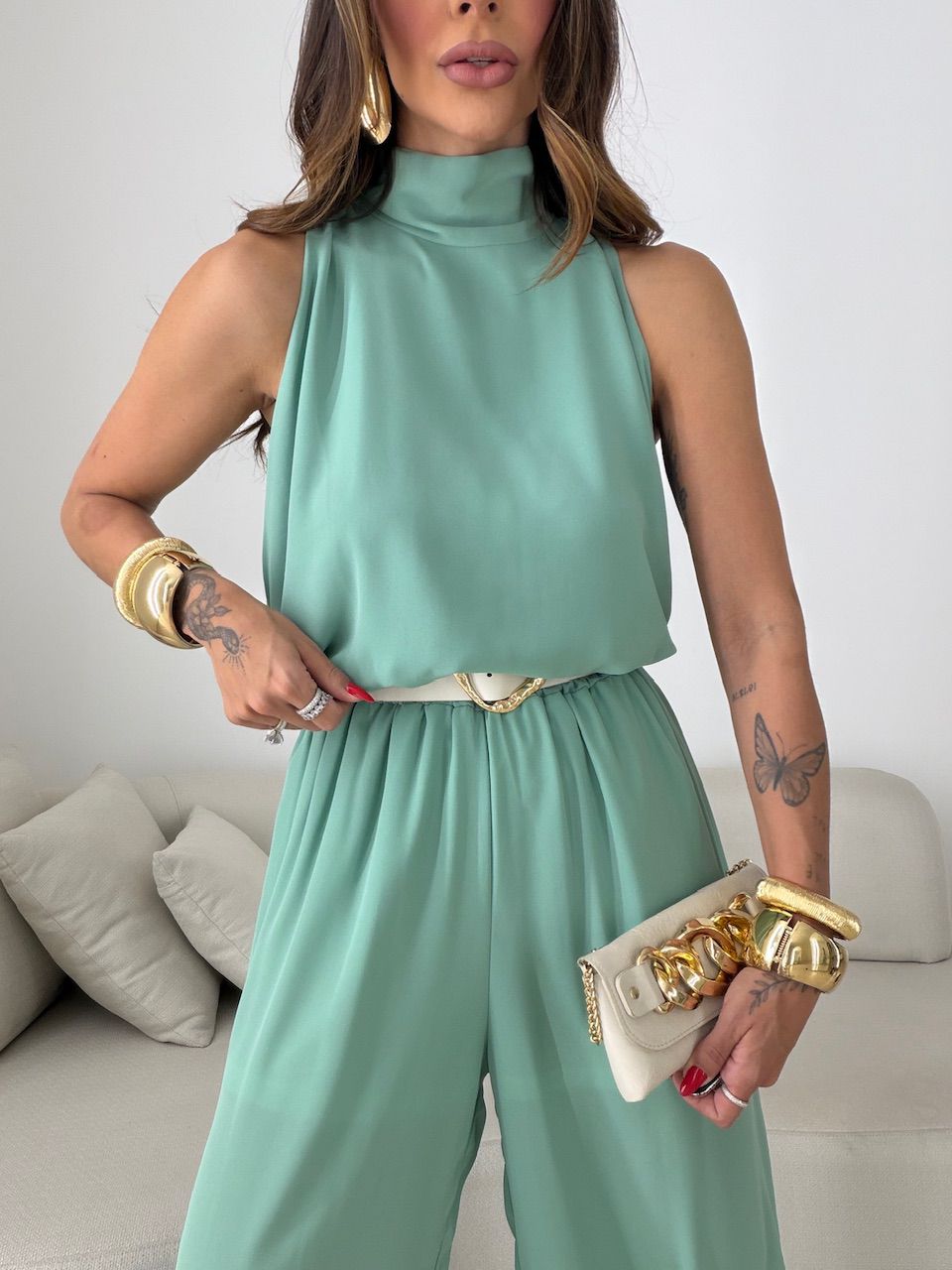 CONJUNTO TÂNIA CALÇA ALADIM VERDE