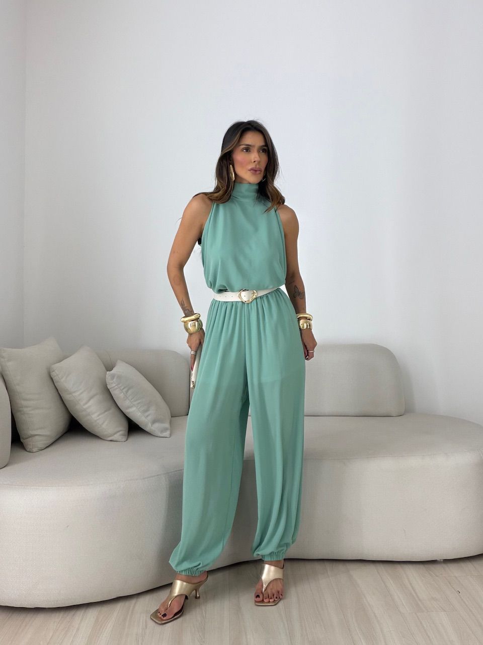 CONJUNTO TÂNIA CALÇA ALADIM VERDE