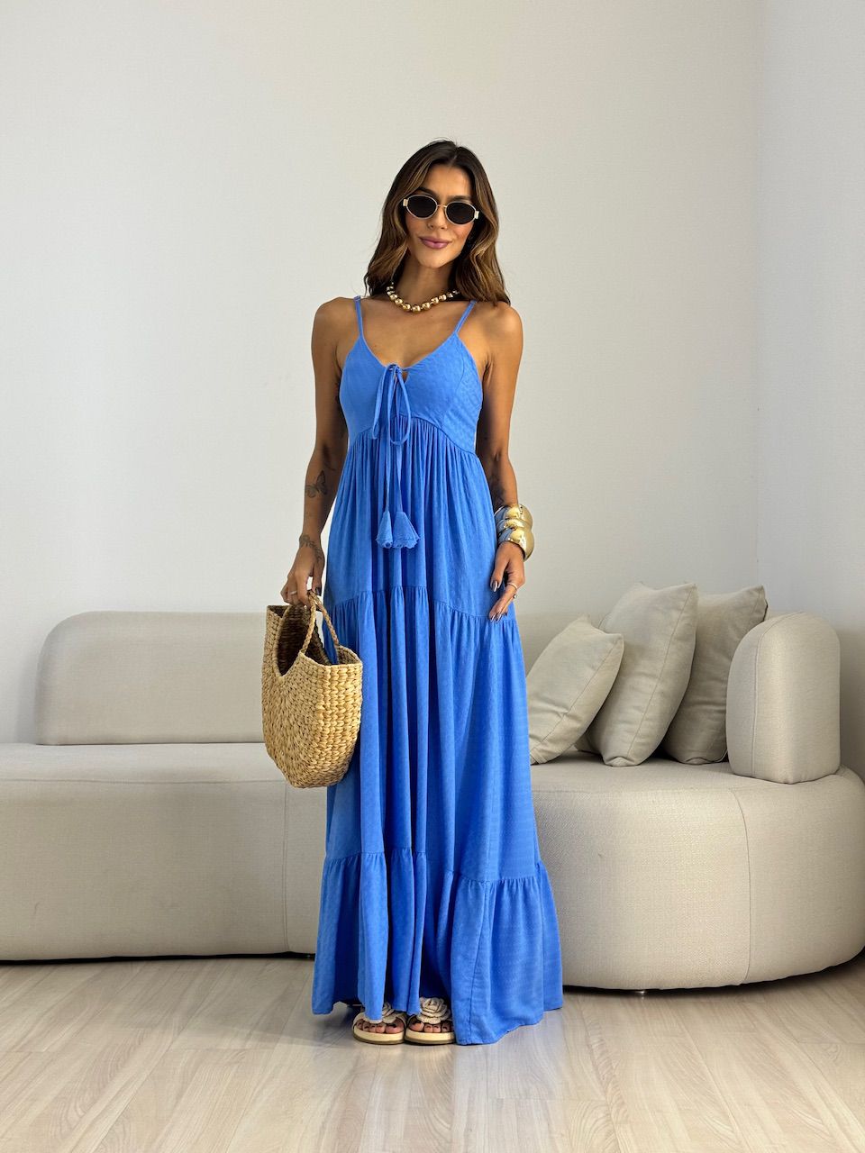 VESTIDO CECÍLIA ALCINHA AZUL ROYAL - 0070300377 - CAROLLA FERRARO