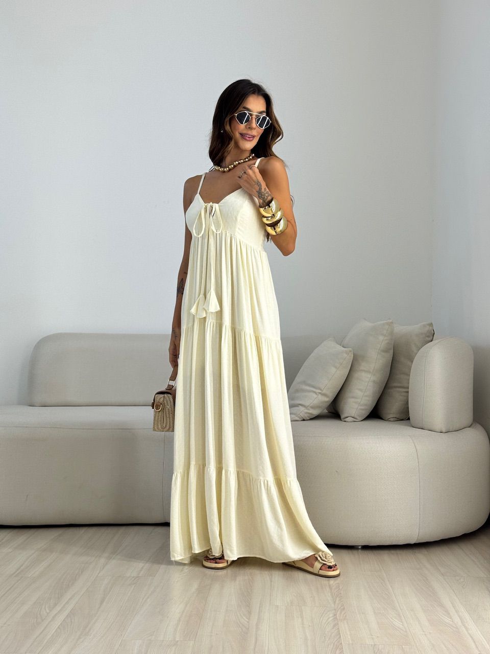 VESTIDO CECÍLIA ALCINHA MARFIM - 0070300056 - CAROLLA FERRARO