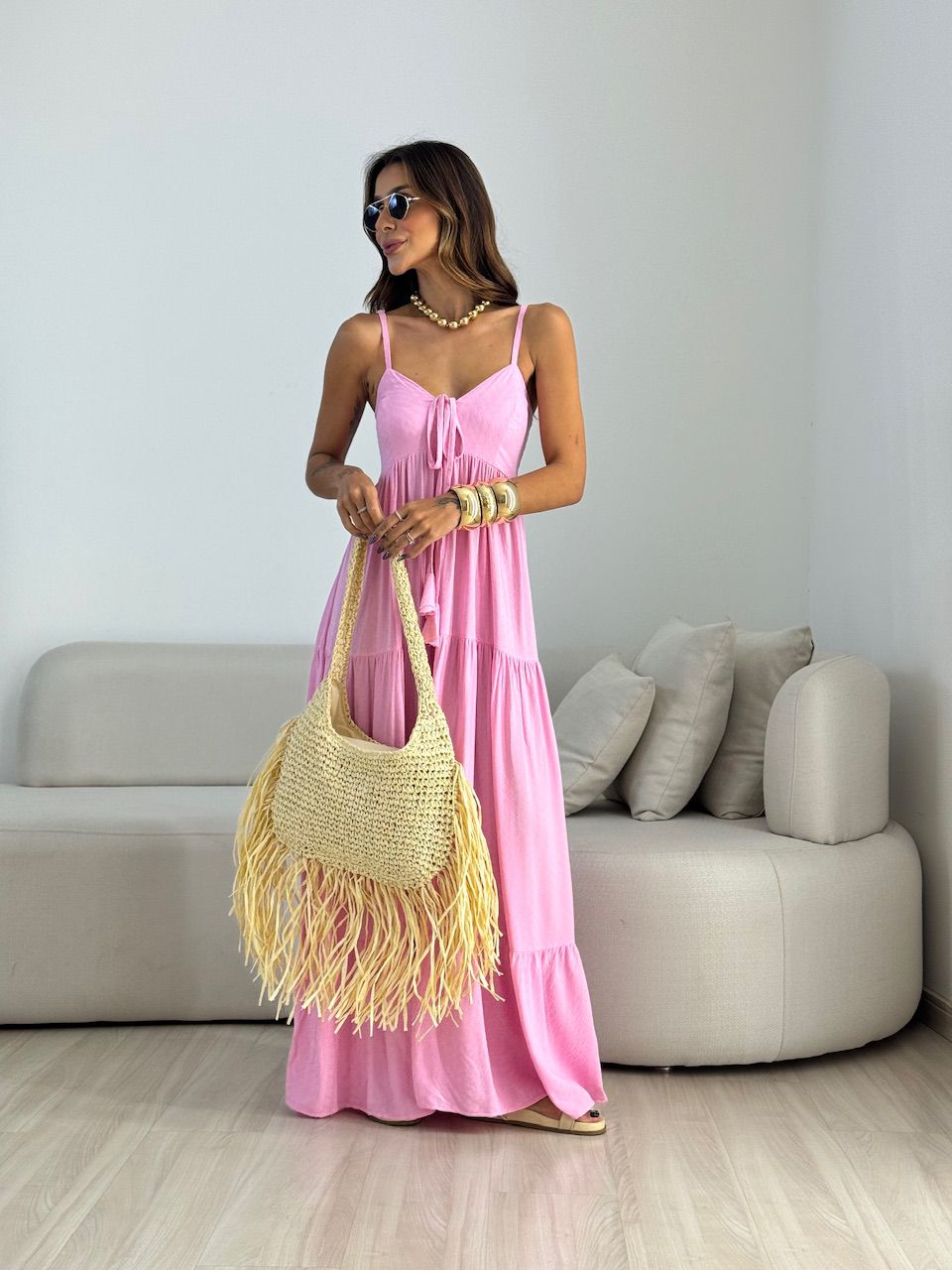 VESTIDO CECÍLIA ALCINHA ROSA CHICLETE