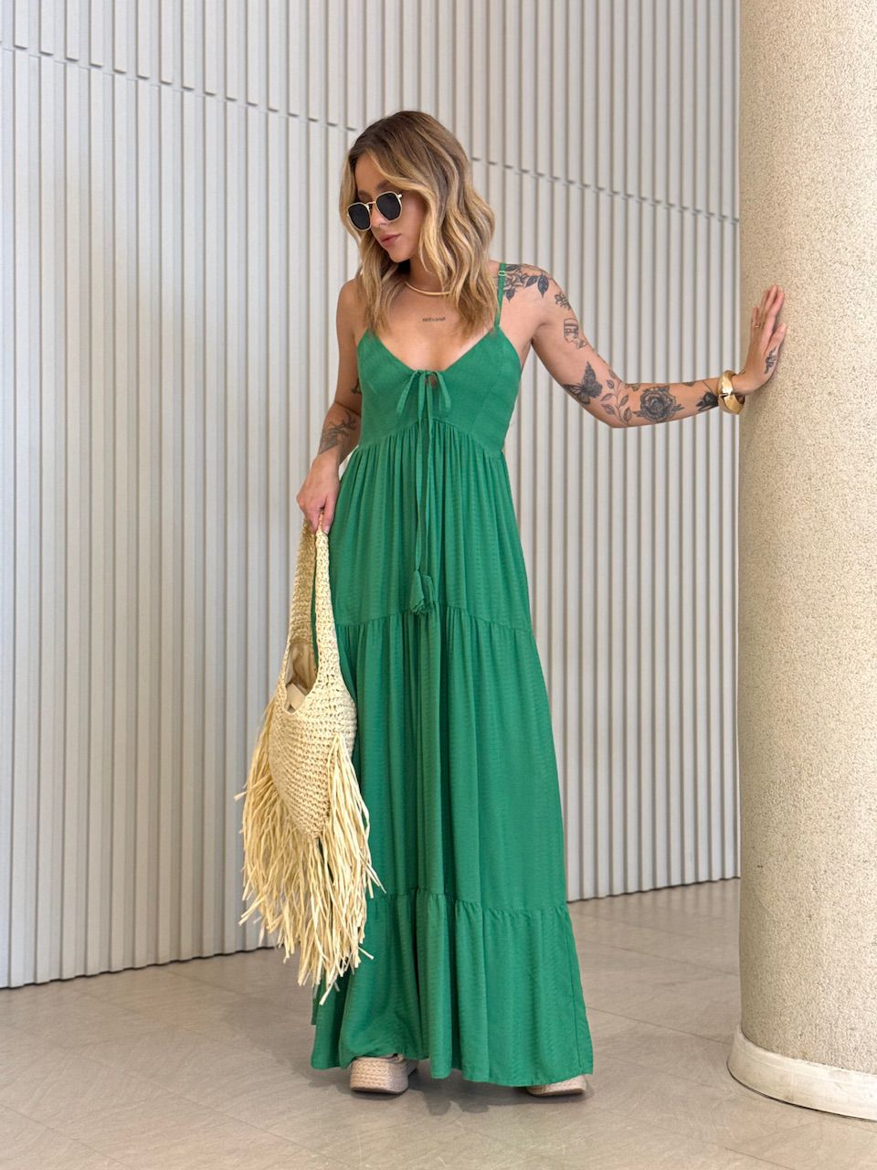 VESTIDO CECÍLIA ALCINHA VERDE BANDEIRA