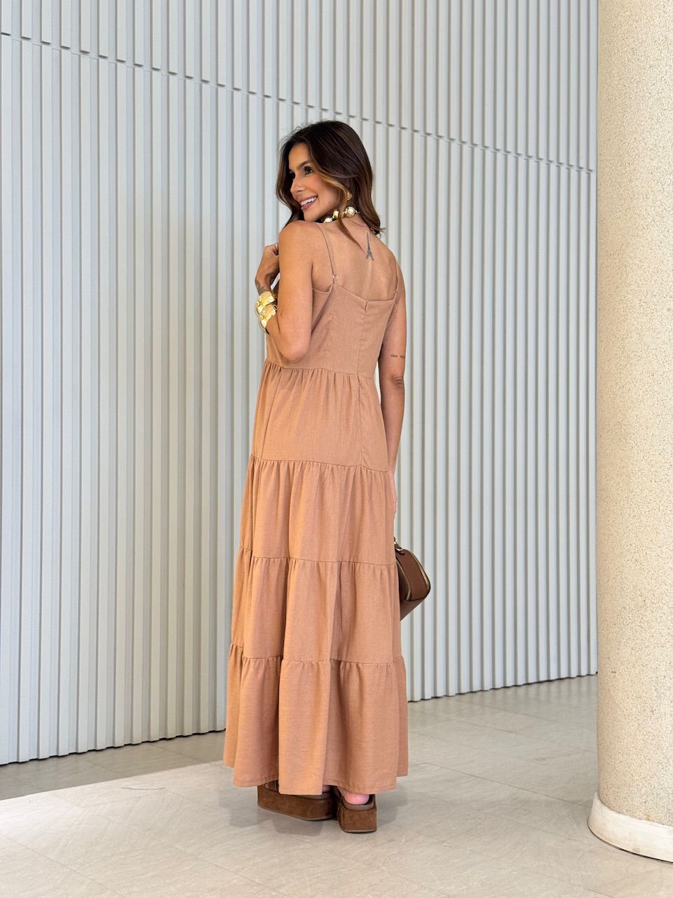 VESTIDO JÉSSICA ALCINHA CAPUCCINO 