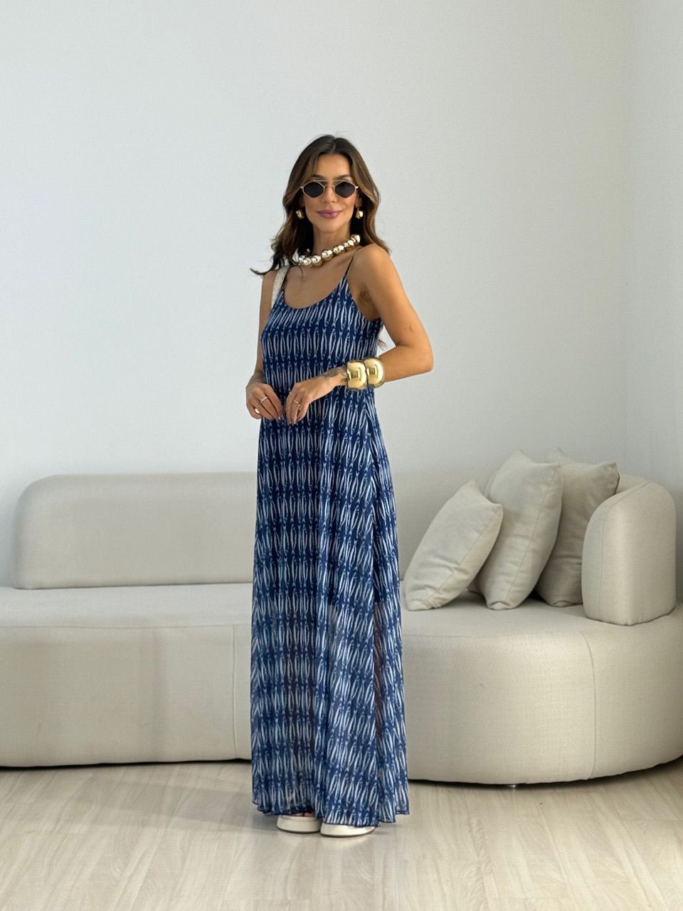 VESTIDO LUCIANA TULE SARDINHA MARINHO