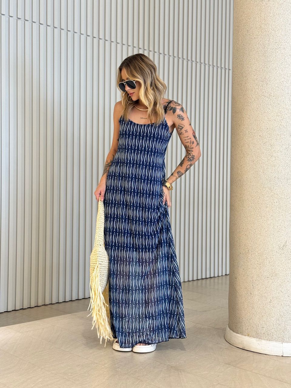 VESTIDO LUCIANA TULE SARDINHA MARINHO