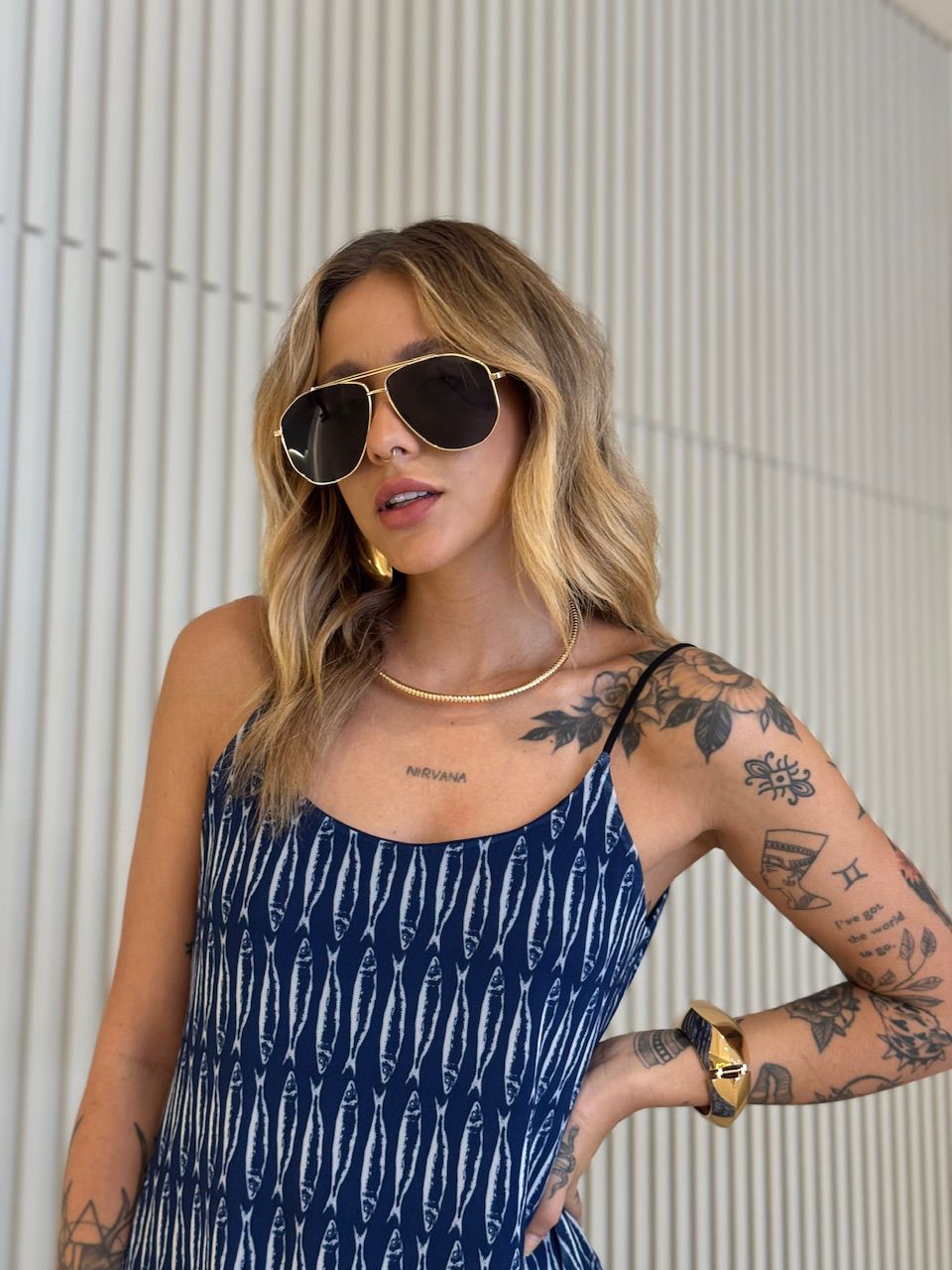 VESTIDO LUCIANA TULE SARDINHA MARINHO