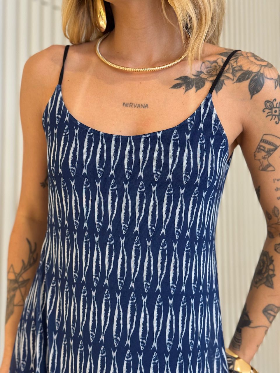 VESTIDO LUCIANA TULE SARDINHA MARINHO