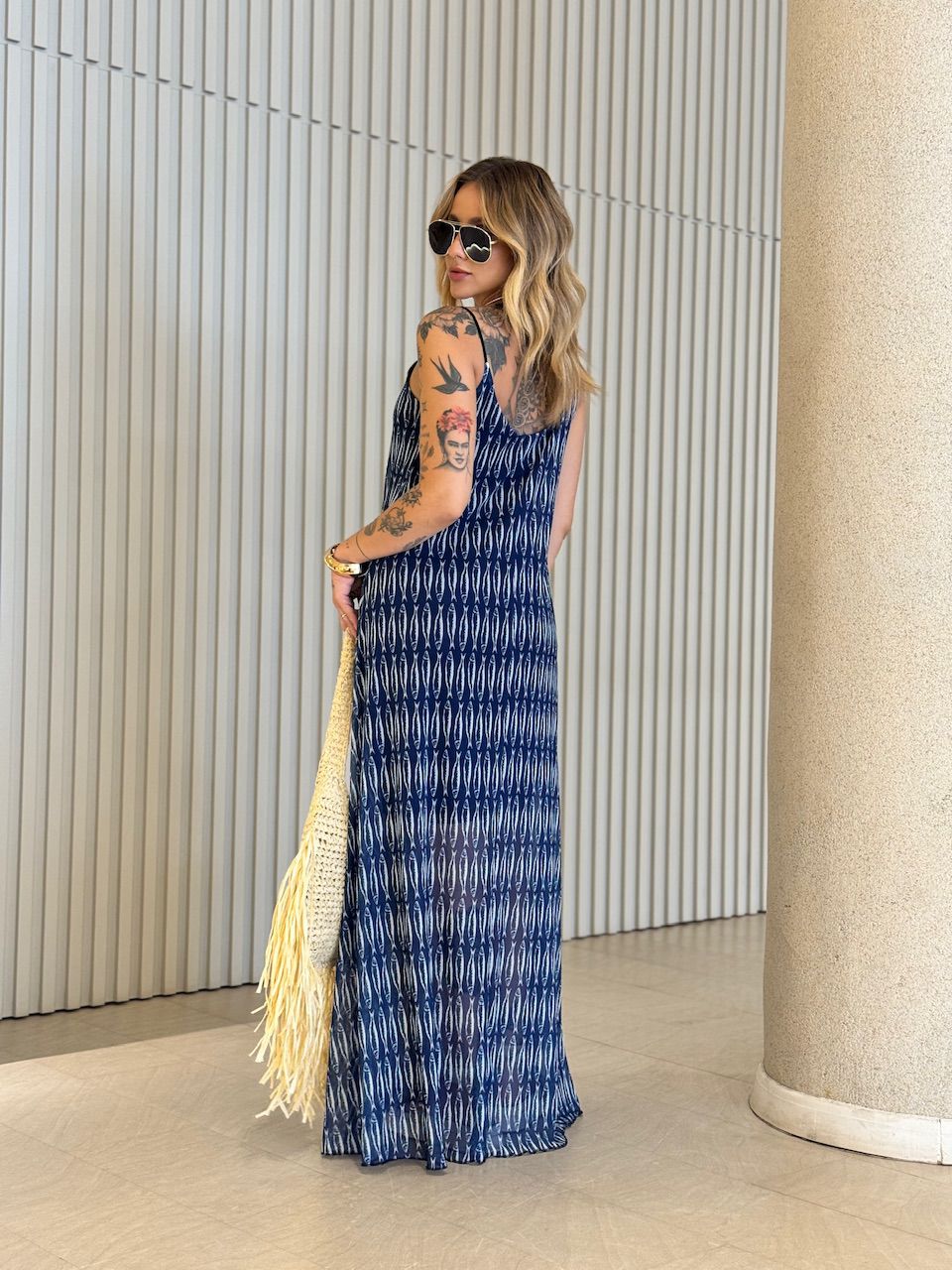 VESTIDO LUCIANA TULE SARDINHA MARINHO