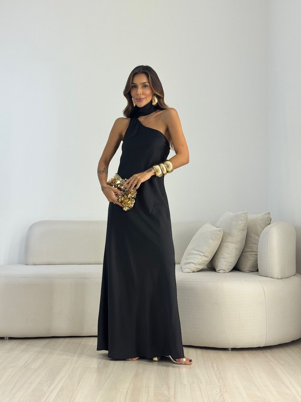 VESTIDO REGIANE NULA MANGA PRETO