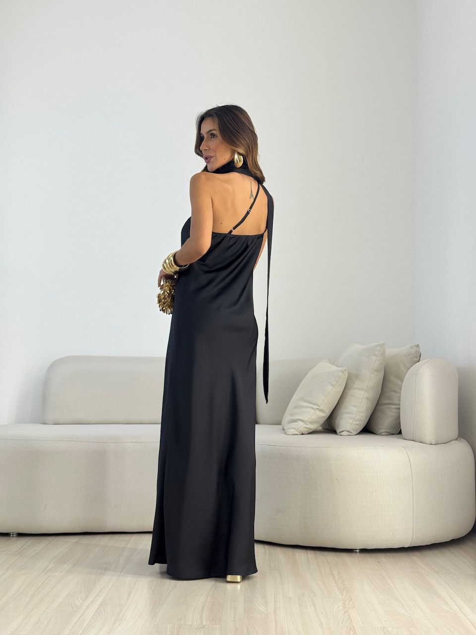 VESTIDO REGIANE NULA MANGA PRETO