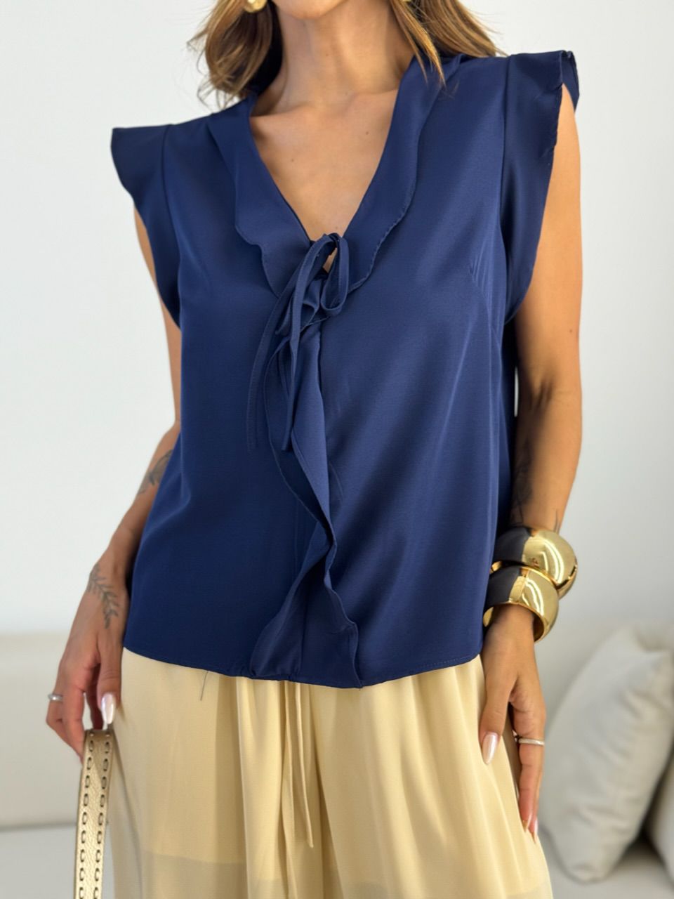 BLUSA MELINDA BABADO MARINHO