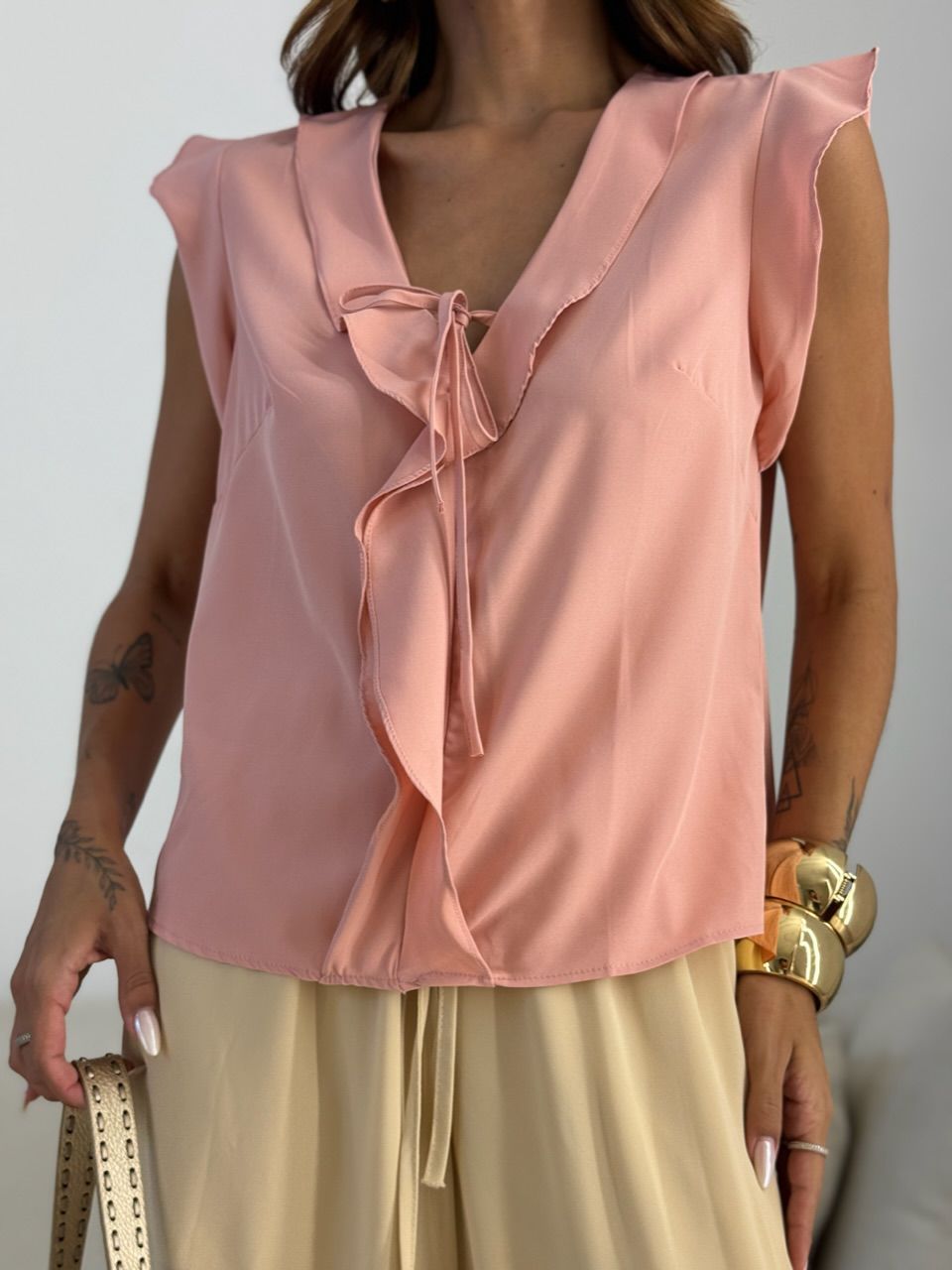 BLUSA MELINDA BABADO ROSÊ