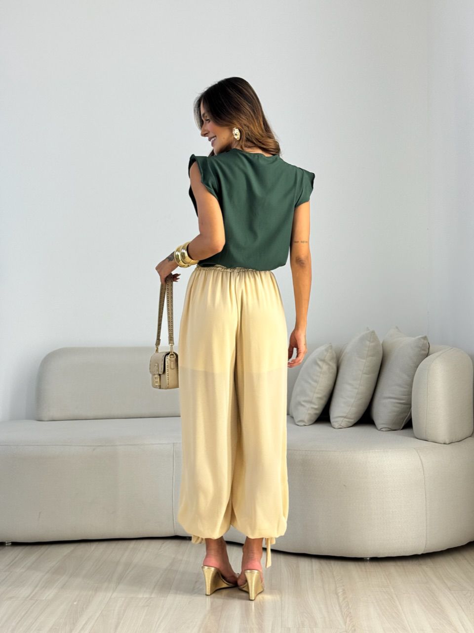 BLUSA MELINDA BABADO VERDE MUSGO