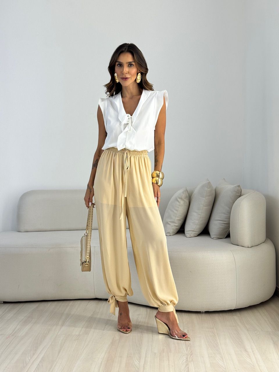 CALÇA CARLA ALADIM AREIA