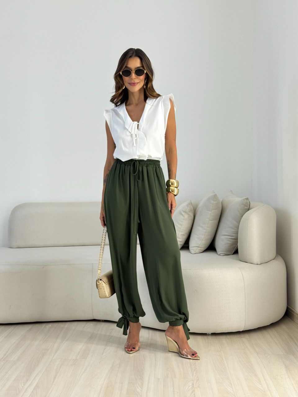 CALÇA CARLA ALADIM VERDE MUSGO