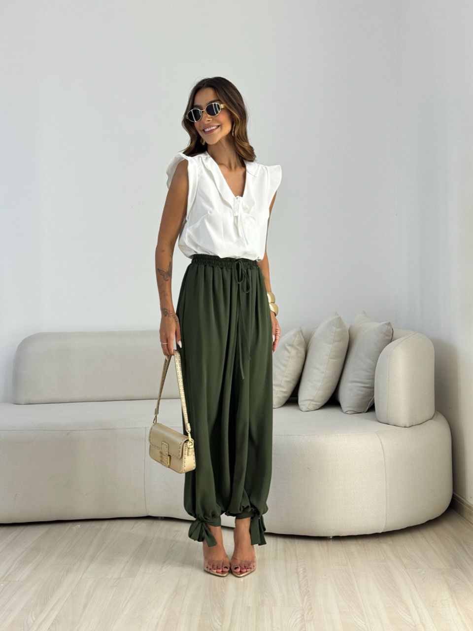 CALÇA CARLA ALADIM VERDE MUSGO