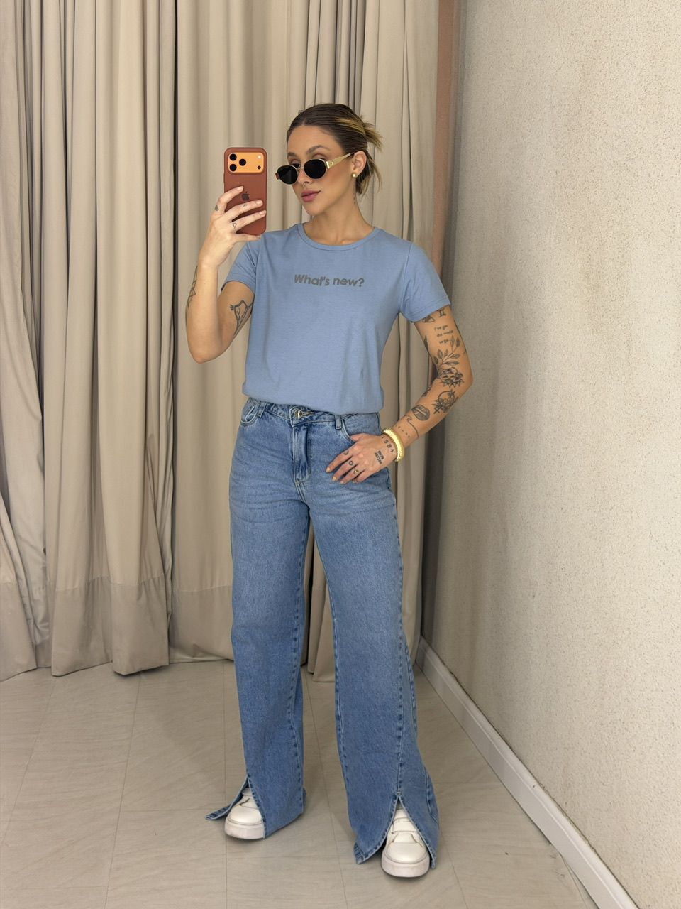 T-SHIRT LAILA BABY LOOK AZUL