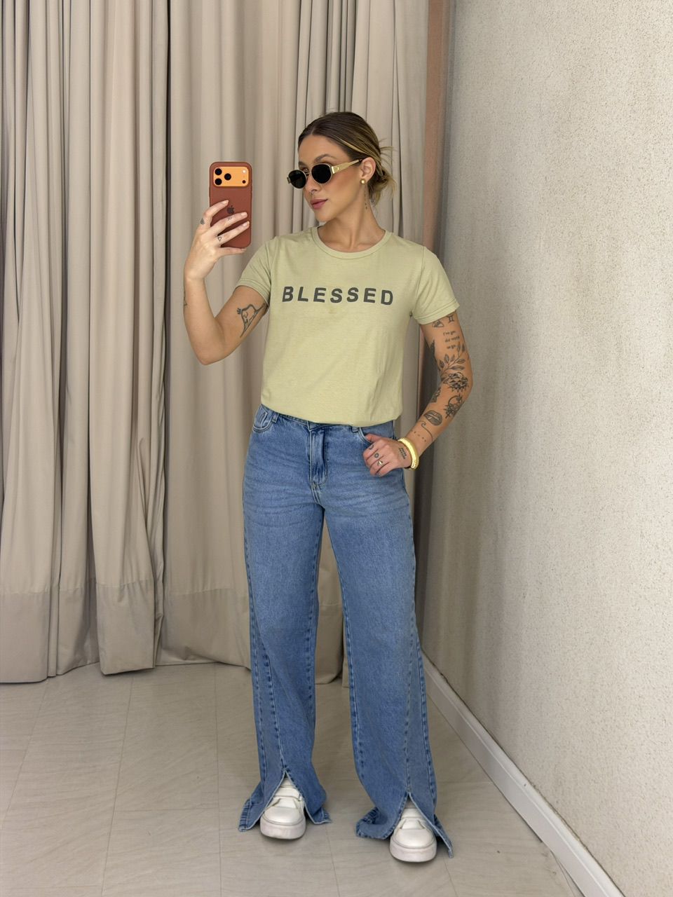 T-SHIRT LILIANE BABY LOOK MENTA