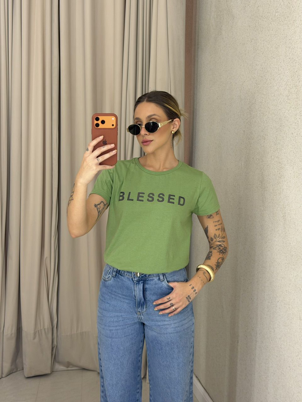 T-SHIRT LILIANE BABY LOOK VERDE CLARO - 0075090012 - CAROLLA FERRARO