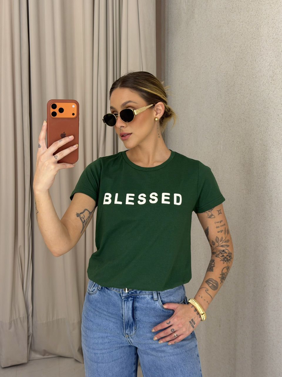 T-SHIRT LILIANE BABY LOOK VERDE ESCURO