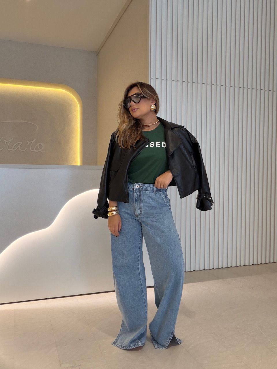 T-SHIRT LILIANE BABY LOOK VERDE ESCURO