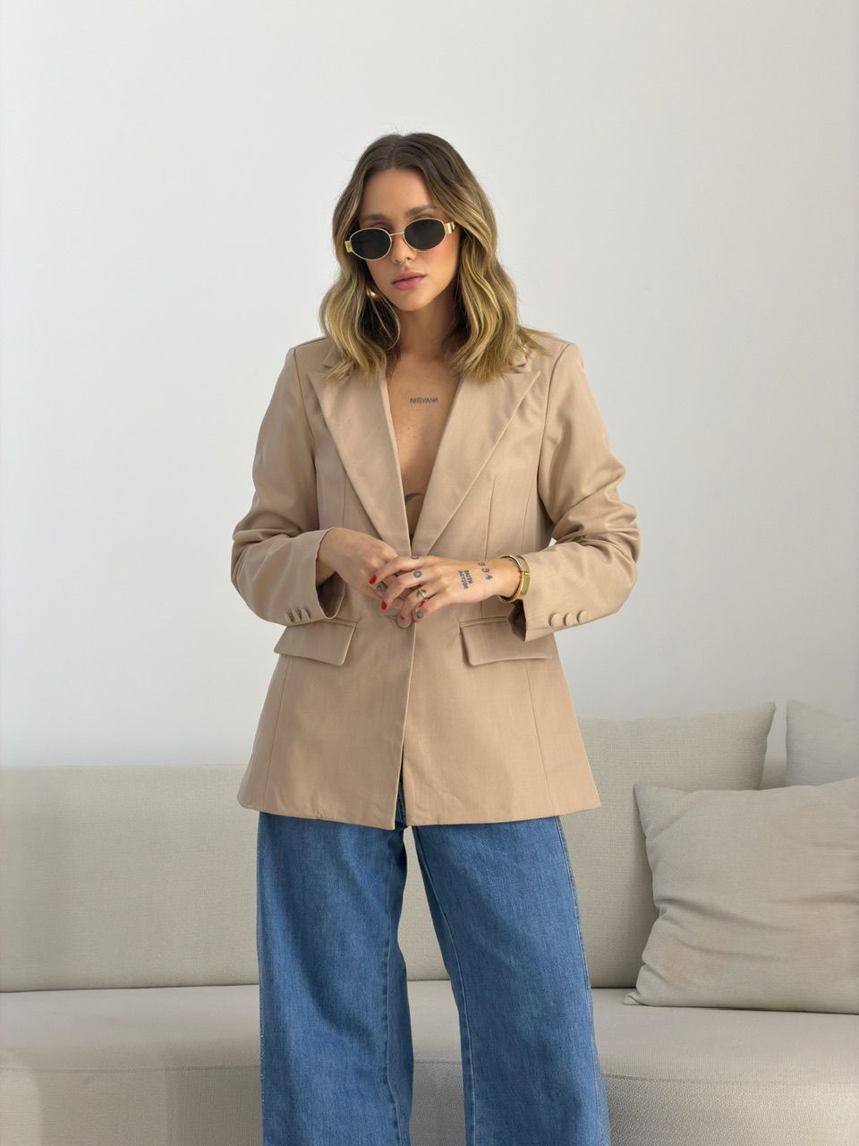 BLAZER JORDANA FORRADO AREIA - 0076300110 - CAROLLA FERRARO