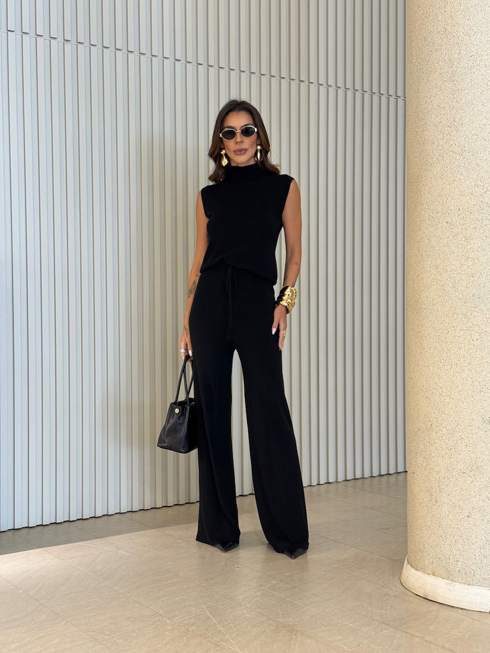 CONJUNTO LAUANY BLUSA CALÇA PRETO - 0076230032 - CAROLLA FERRARO