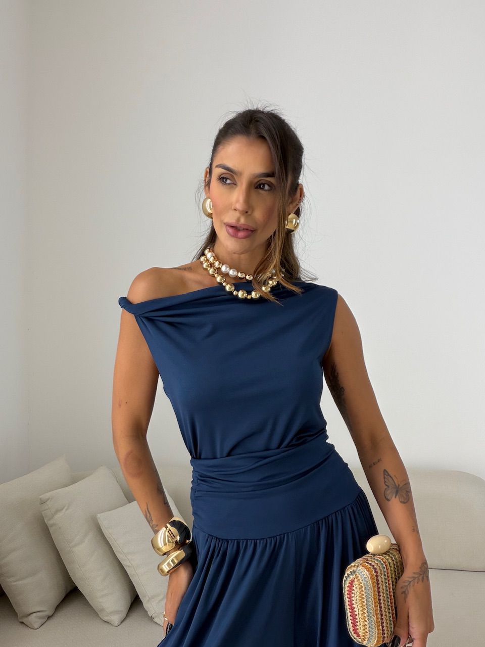 BLUSA MÁRCIA DRAPEADA MARINHO