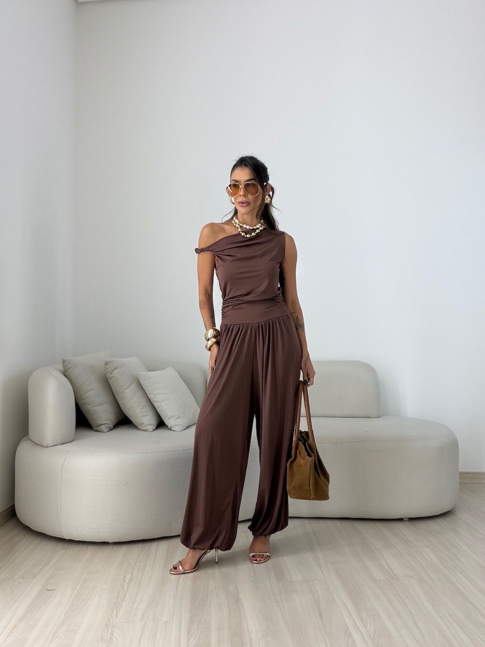 BLUSA MÁRCIA DRAPEADA MARROM