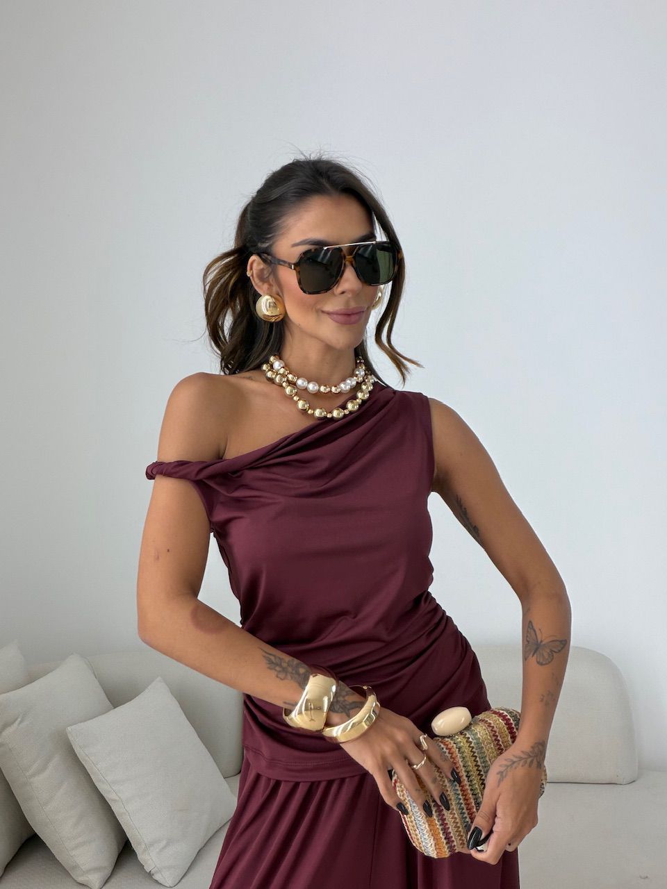 BLUSA MÁRCIA DRAPEADA VINHO