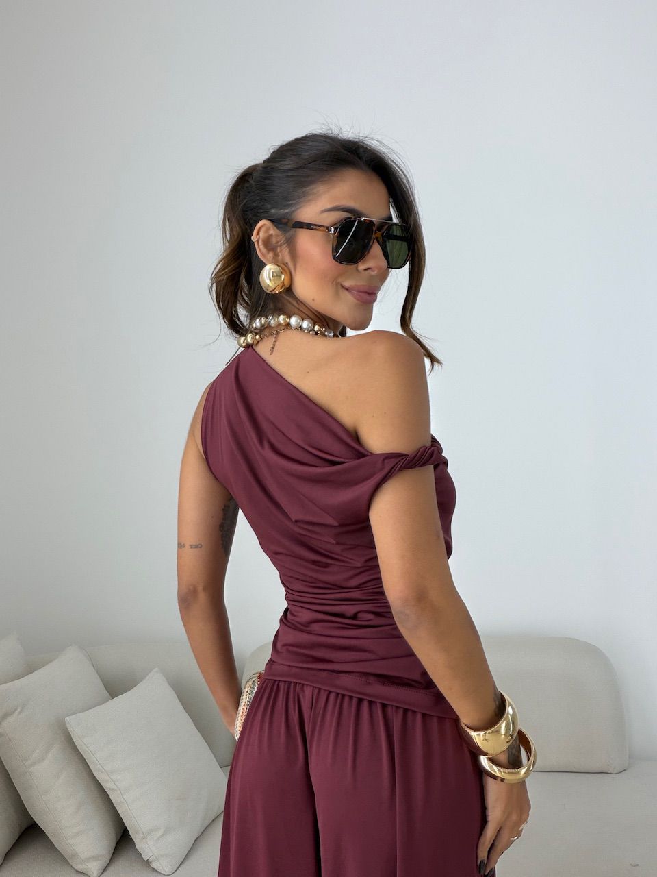 BLUSA MÁRCIA DRAPEADA VINHO