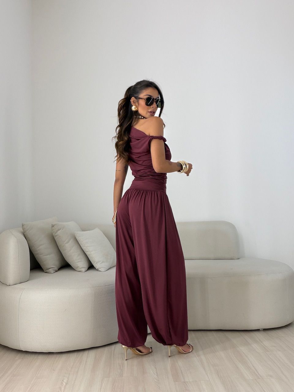 BLUSA MÁRCIA DRAPEADA VINHO