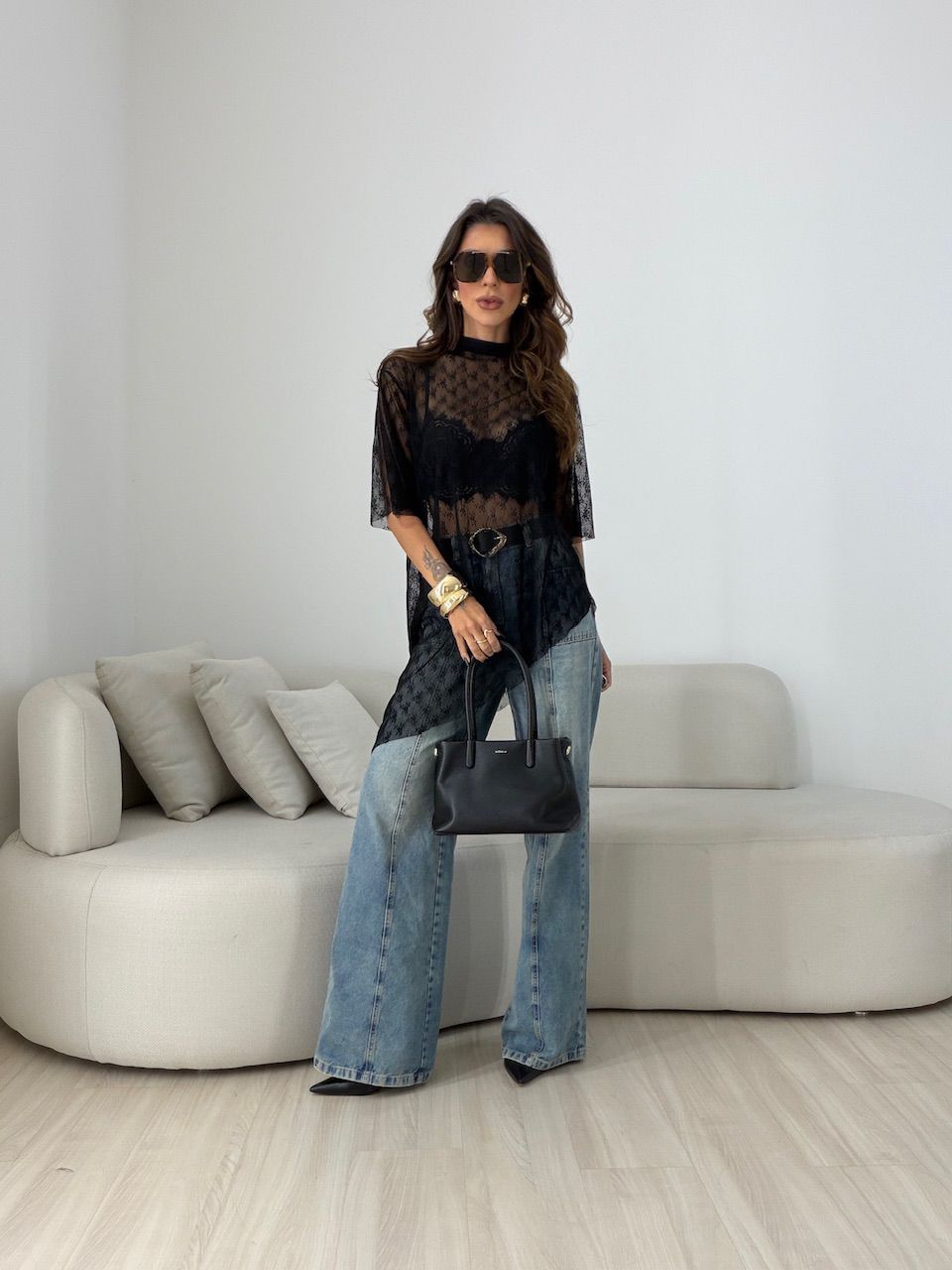 BLUSA RAVENA CF RENDA PRETA