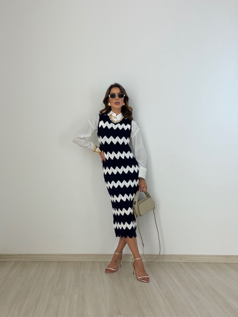 VESTIDO MARIA PAULA TRICOT MARINHO