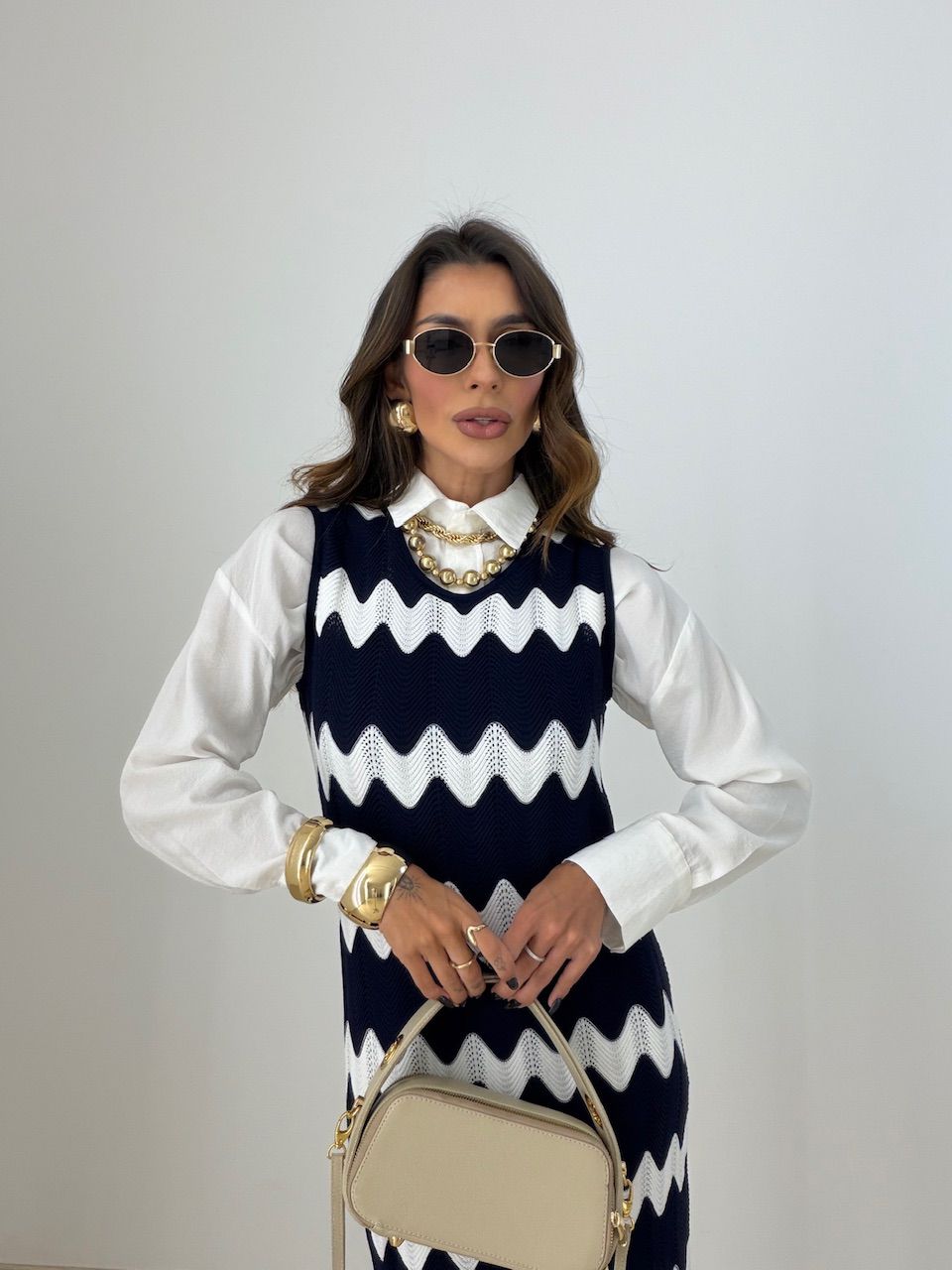 VESTIDO MARIA PAULA TRICOT MARINHO