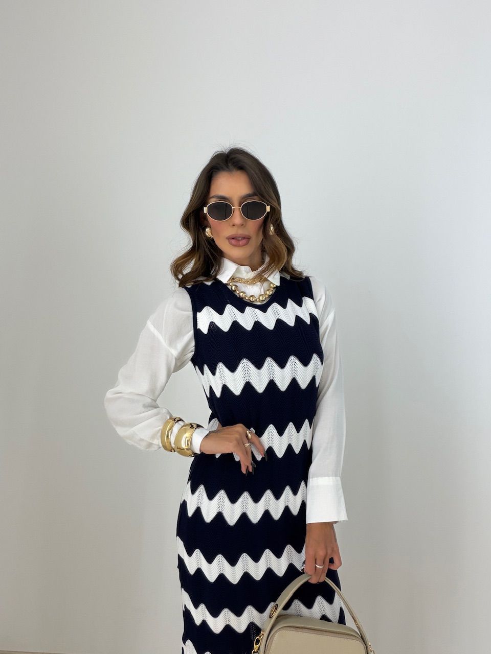 VESTIDO MARIA PAULA TRICOT MARINHO