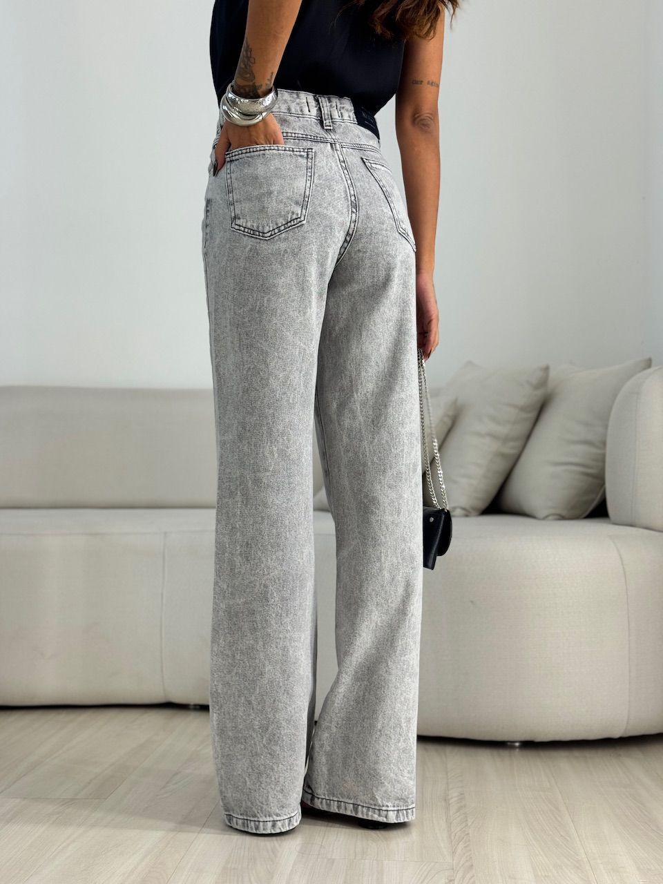 CALÇA MARCELA JEANS CINZA