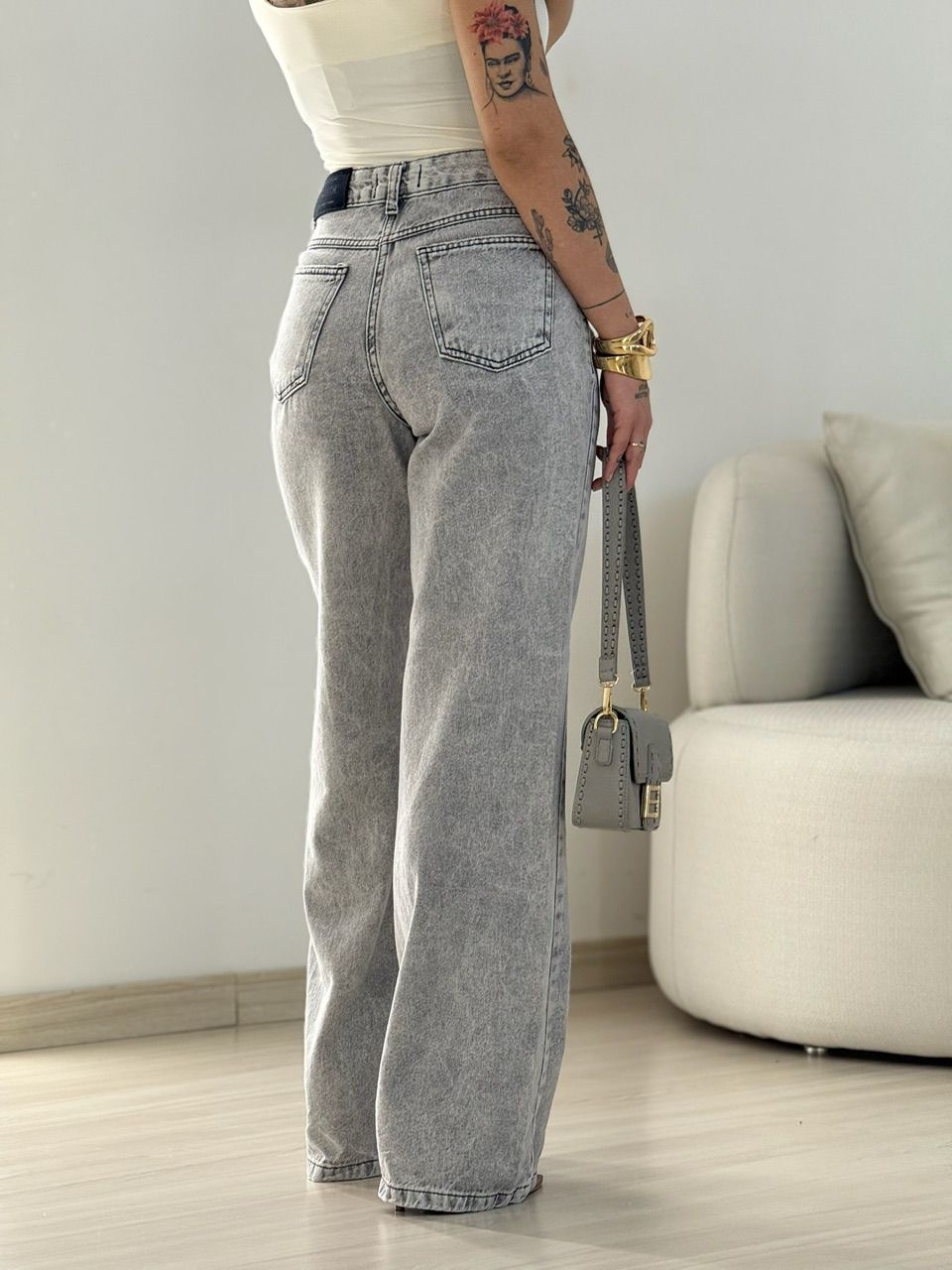 CALÇA MARCELA JEANS CINZA