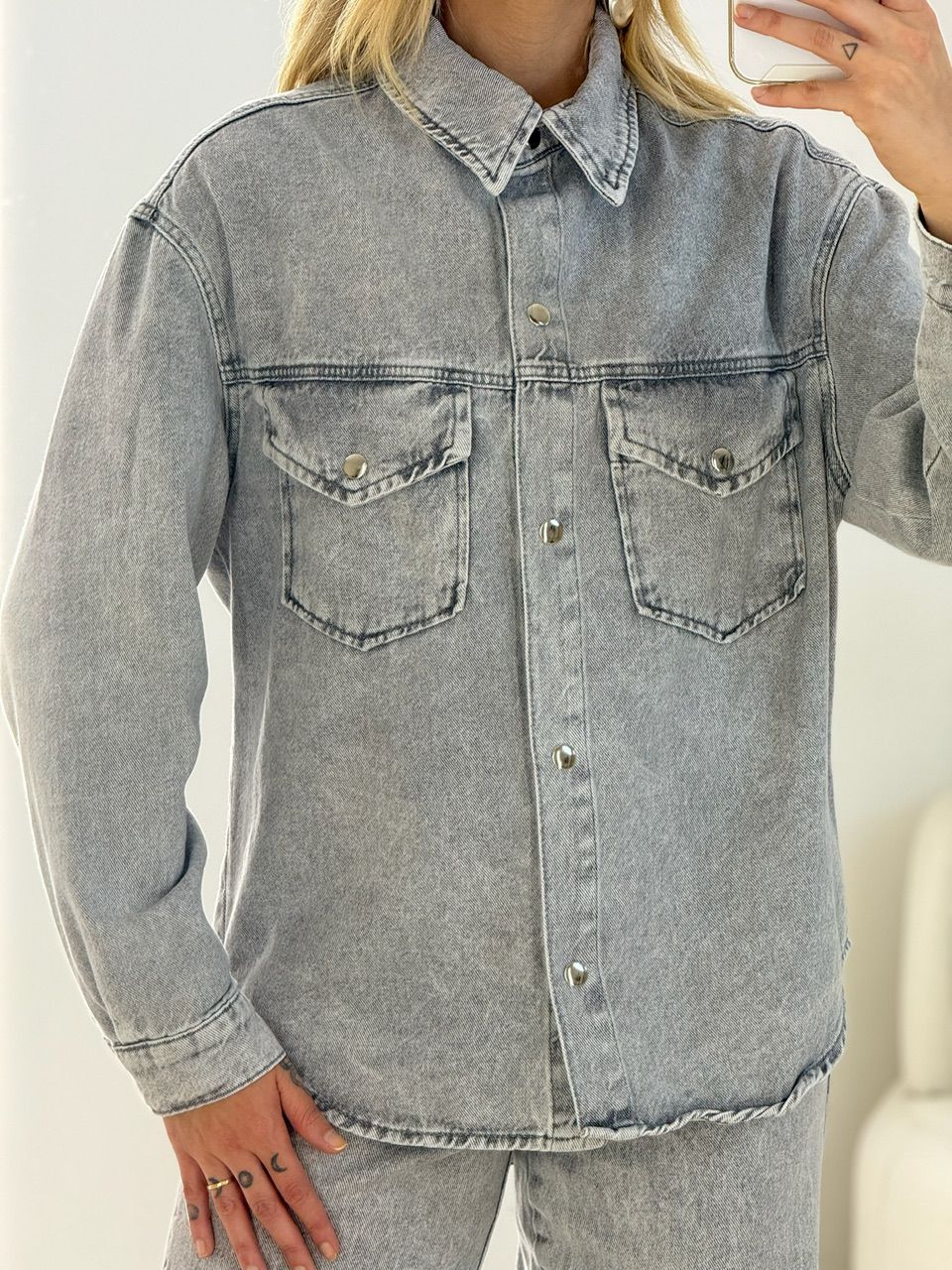 CAMISA MAIARA JEANS CINZA
