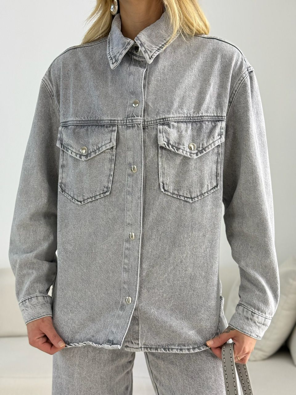 CAMISA MAIARA JEANS CINZA