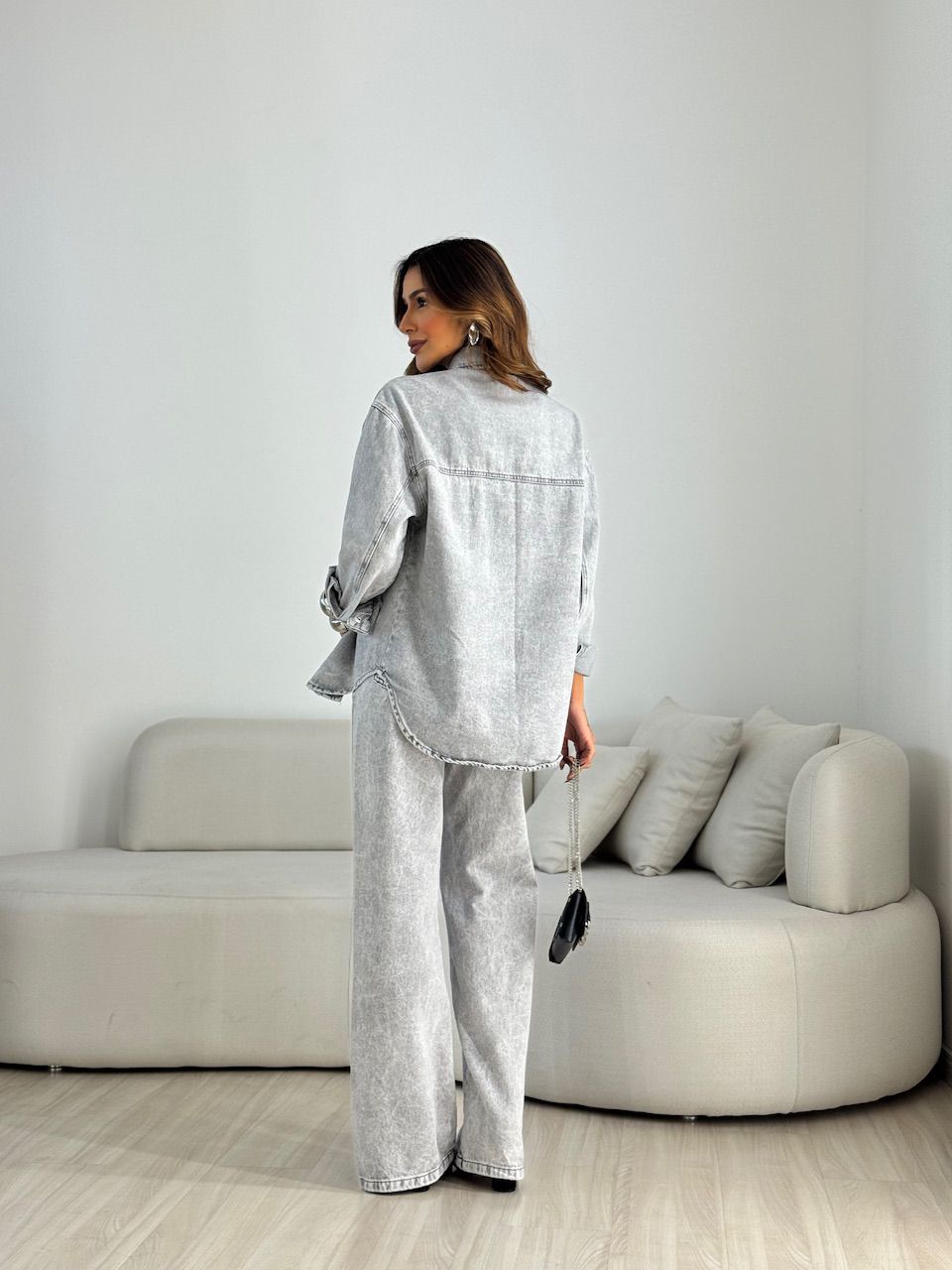 CAMISA MAIARA JEANS CINZA