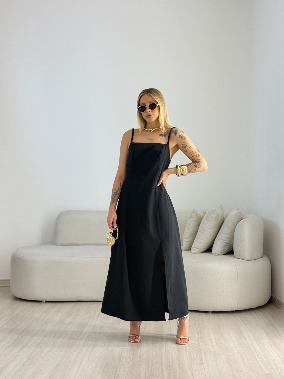 VESTIDO MAISA FENDA PRETO