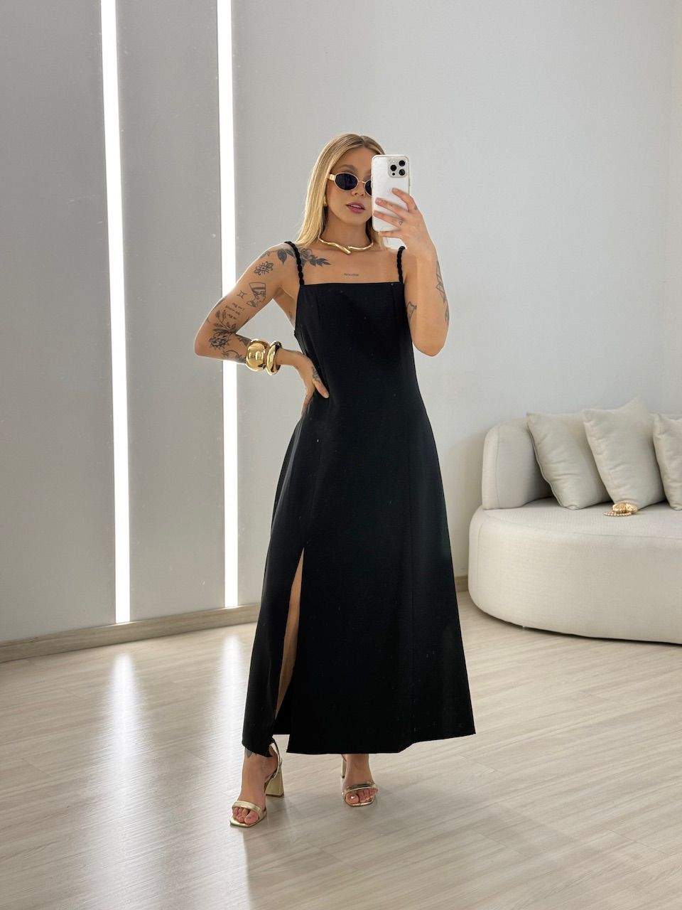 VESTIDO MAISA FENDA PRETO
