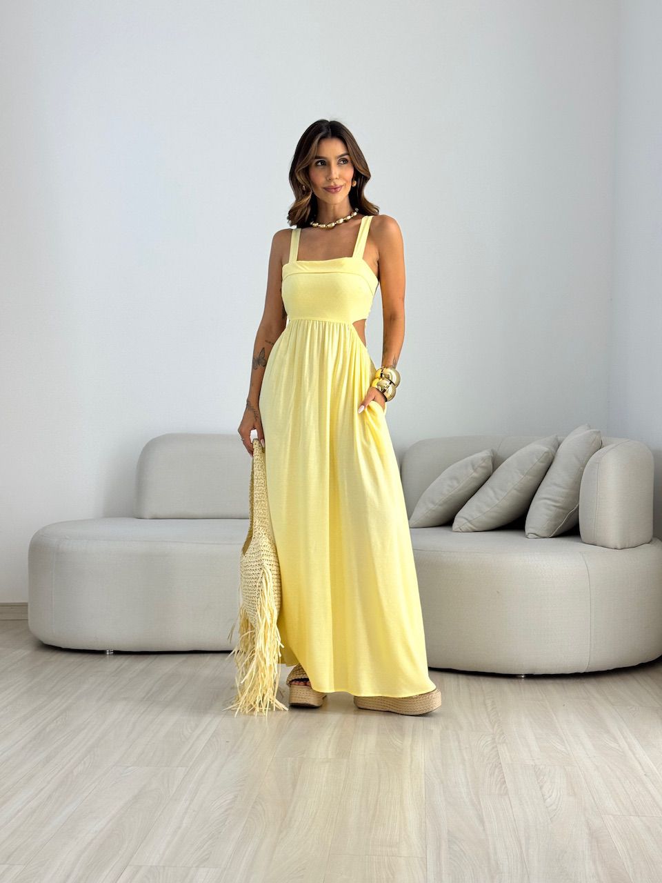 VESTIDO MELANIE ALÇA GROSSA AMARELO