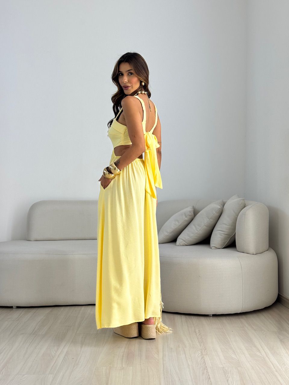 VESTIDO MELANIE ALÇA GROSSA AMARELO