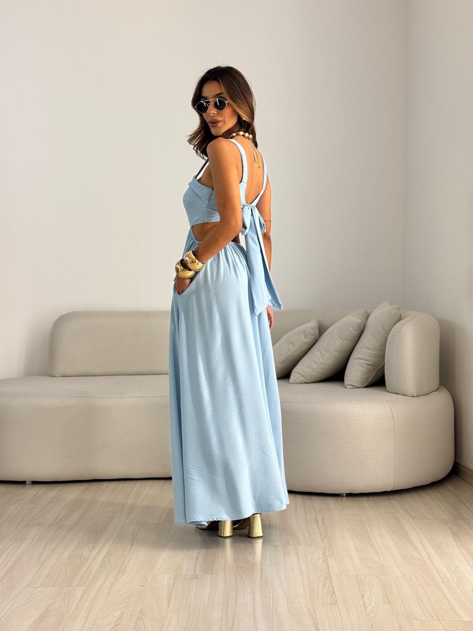 VESTIDO MELANIE ALÇA GROSSA AZUL