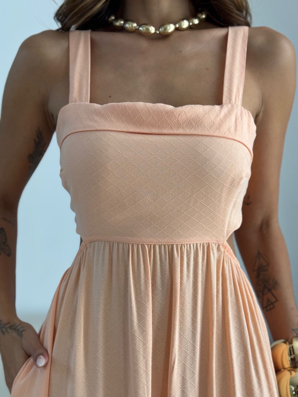 VESTIDO MELANIE ALÇA GROSSA LARANJA