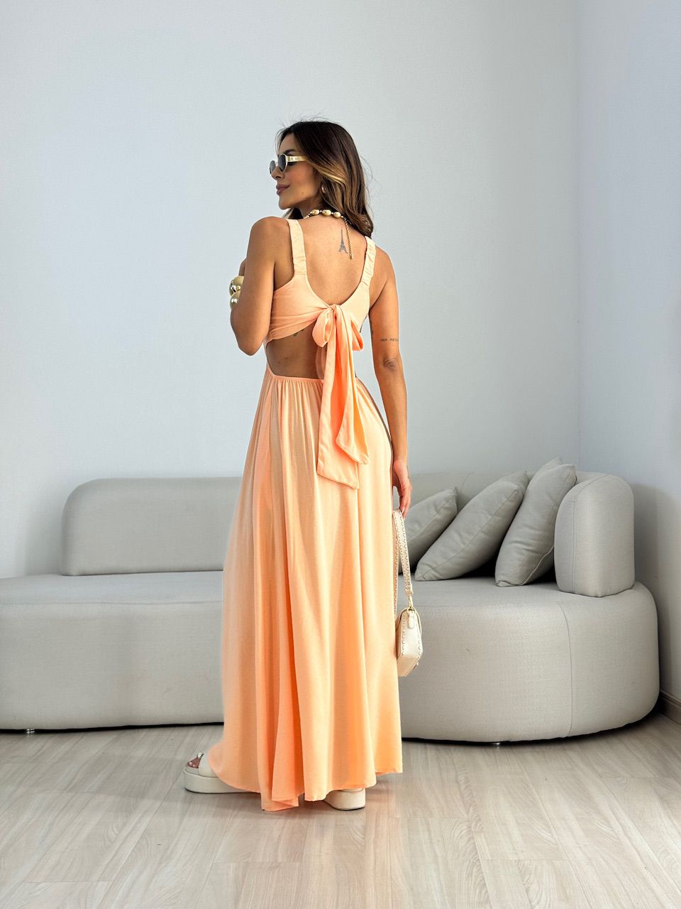 VESTIDO MELANIE ALÇA GROSSA LARANJA