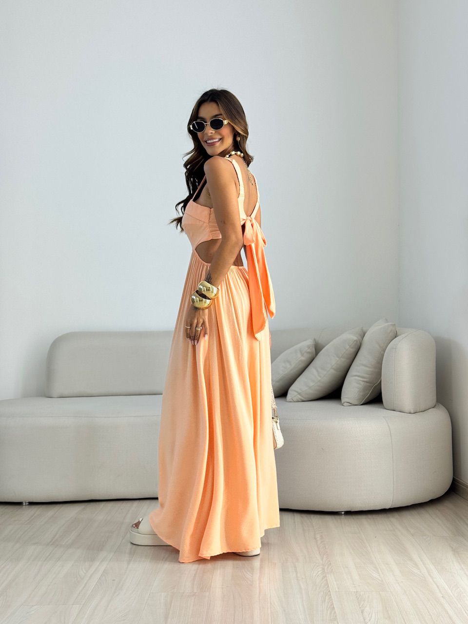 VESTIDO MELANIE ALÇA GROSSA LARANJA