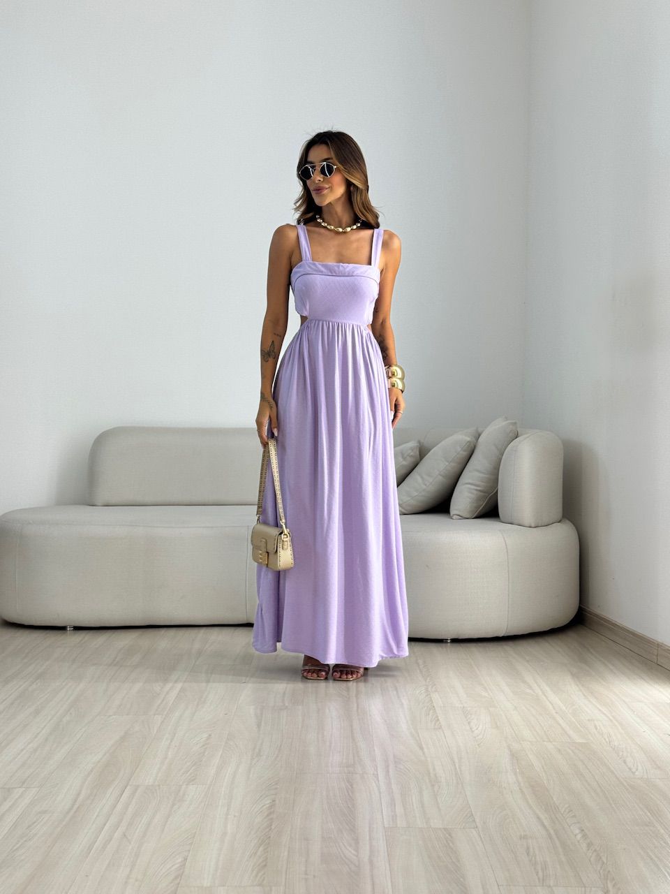 VESTIDO MELANIE ALÇA GROSSA LILÁS